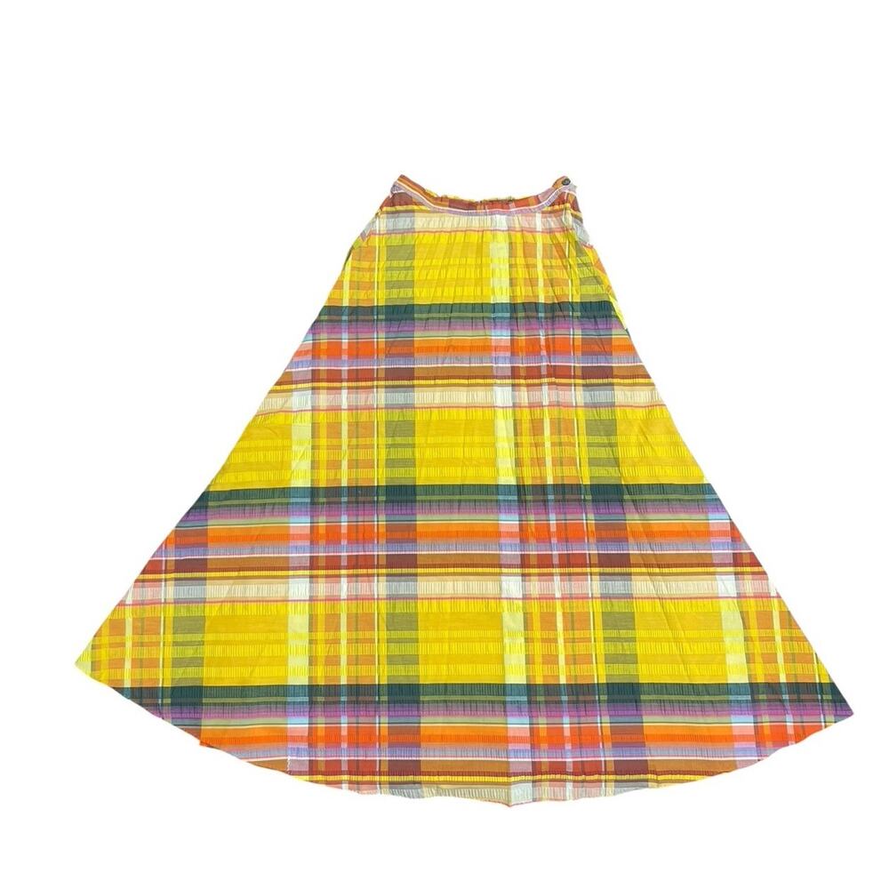Rare Vtg Bullocks Collegienne Women 26" Multicolor Plaid Circle A-Line Skirt EUC